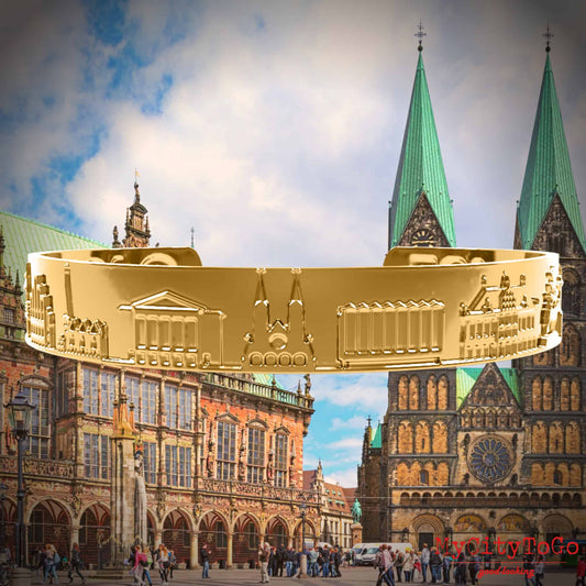 Armreif mit Motiven der Stadt Bremen in Bronze