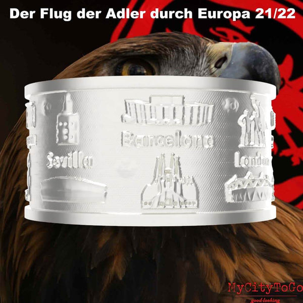 Ring aus recyceltem Silber mit Motiven der Frankfurter Europa-League Saison 2021/22