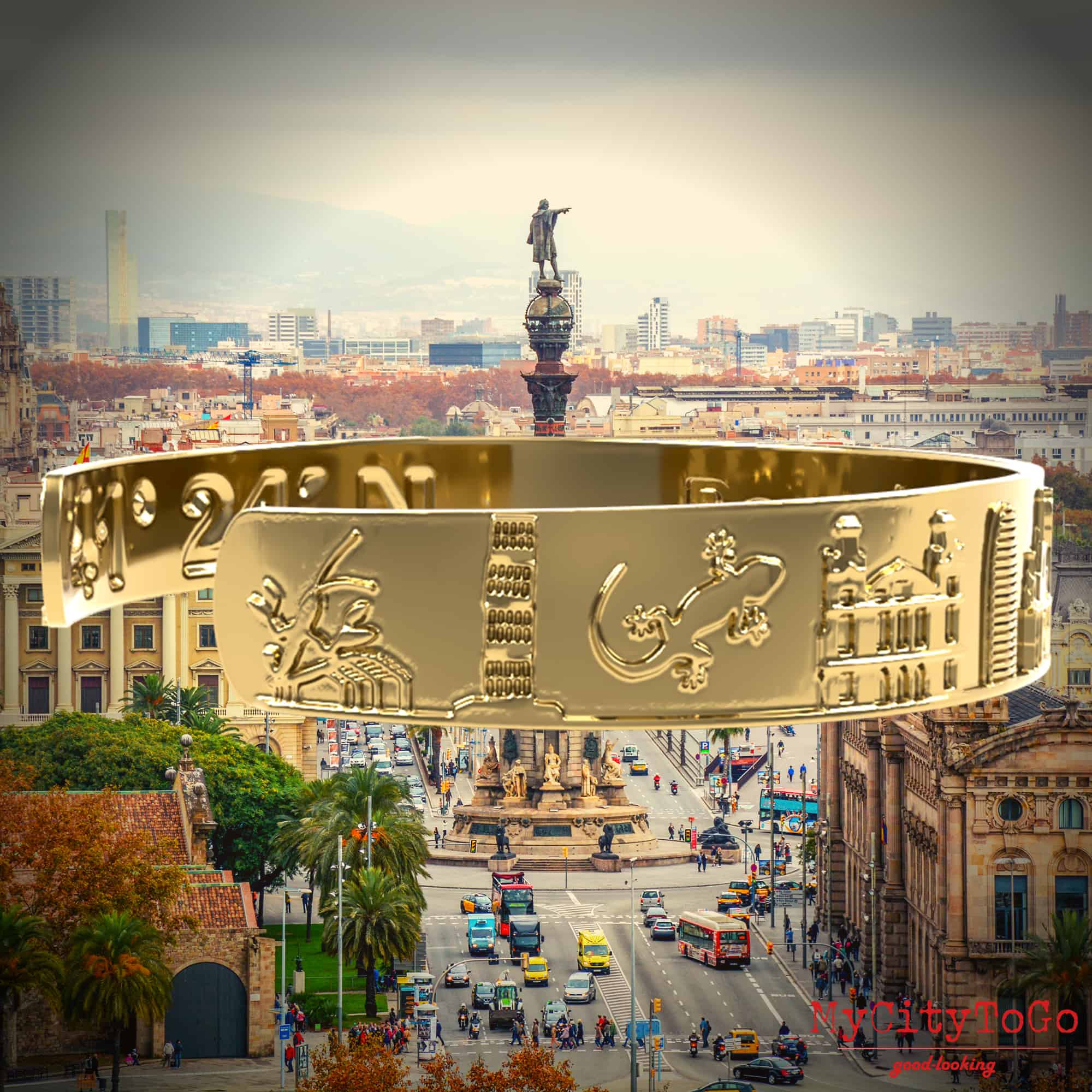 Golden bracelet with motifs from Barcelona