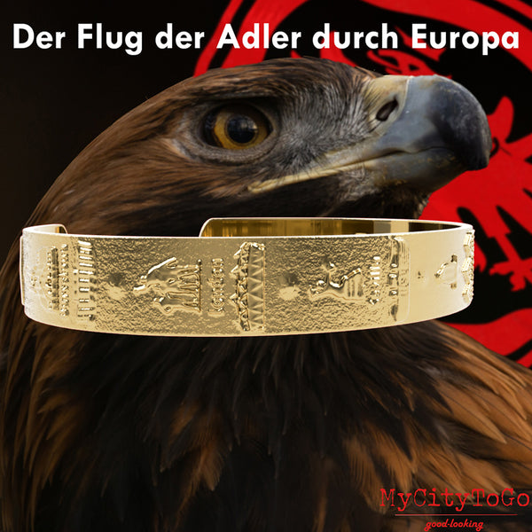Vergoldeter Armreif aus recyceltem Silber mit Motiven der Frankfurter Europa-League-Saison 21/22