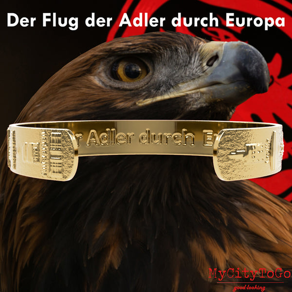 Vergoldeter Armreif aus recyceltem Silber mit Motiven der Frankfurter Europa-League-Saison 21/22