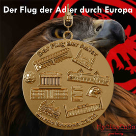Silver-plated jewelry pendant with reliefs of stadiums and landmarks of the venues hosting the group-stage matches of Frankfurt’s 2021/22 Europa League season on the back