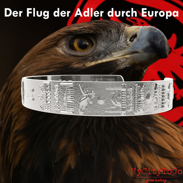 Armreif aus recyceltem Silber mit Motiven der Frankfurter Europa-League-Saison 21/22